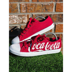 Women's Coca-Cola Red & White Canvas Sneakers Size 10